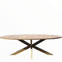 Visgraat tafel | Eettafel | 240cm | Mango herringbone | Ovaal | Goud - MOFASA