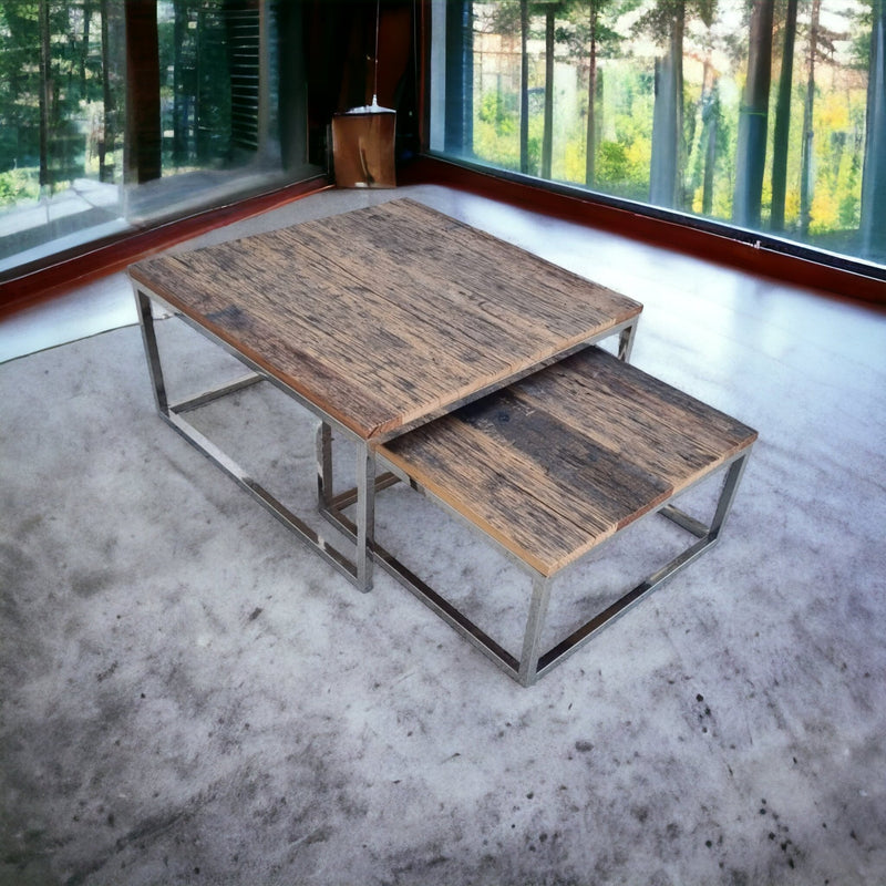 Tafel | Salontafel | Railwaysleeper | Rectangular | Chrome - MOFASA