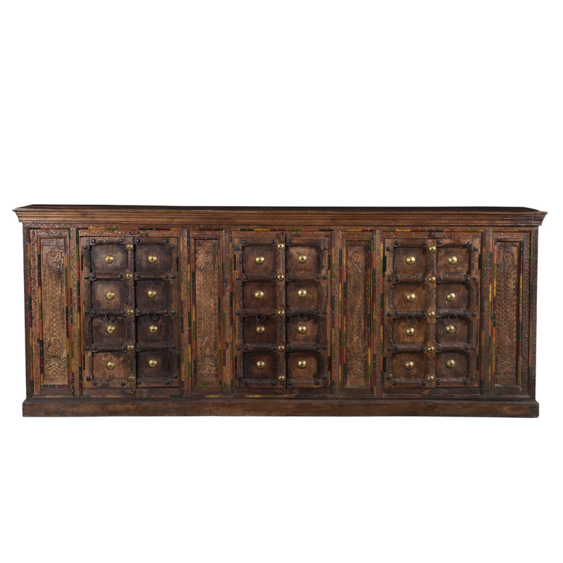 Oosters dressoir | 260CM | Bruin + Kleurenmix | Houtsnijwerk - MOFASA