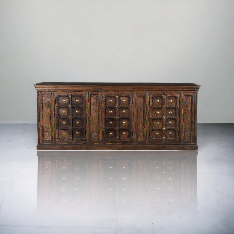 Oosters dressoir | 260CM | Bruin + Kleurenmix | Houtsnijwerk - MOFASA