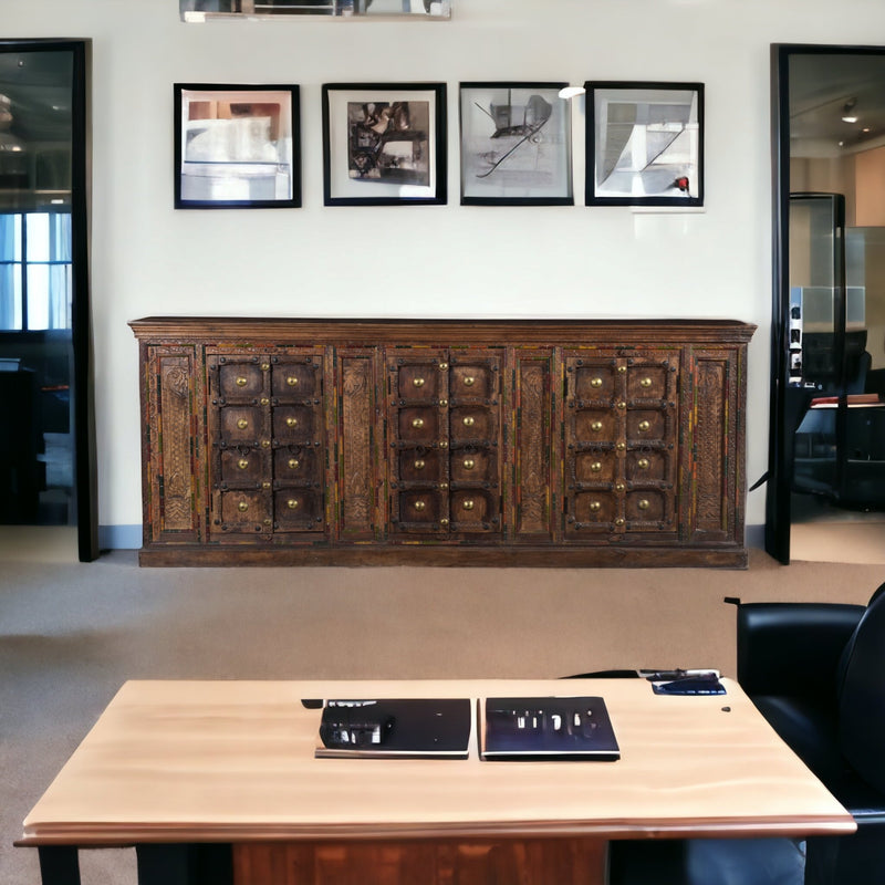 Oosters dressoir | 260CM | Bruin + Kleurenmix | Houtsnijwerk - MOFASA