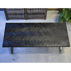 Visgraat tafel | Eettafel | 220CM | Mango Herringbone | RVS | Zwart - MOFASA