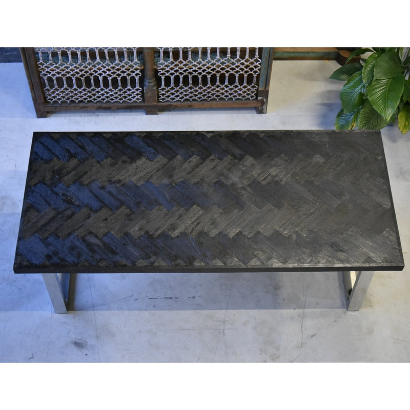 Visgraat tafel | Eettafel | 220CM | Mango Herringbone | RVS | Zwart - MOFASA