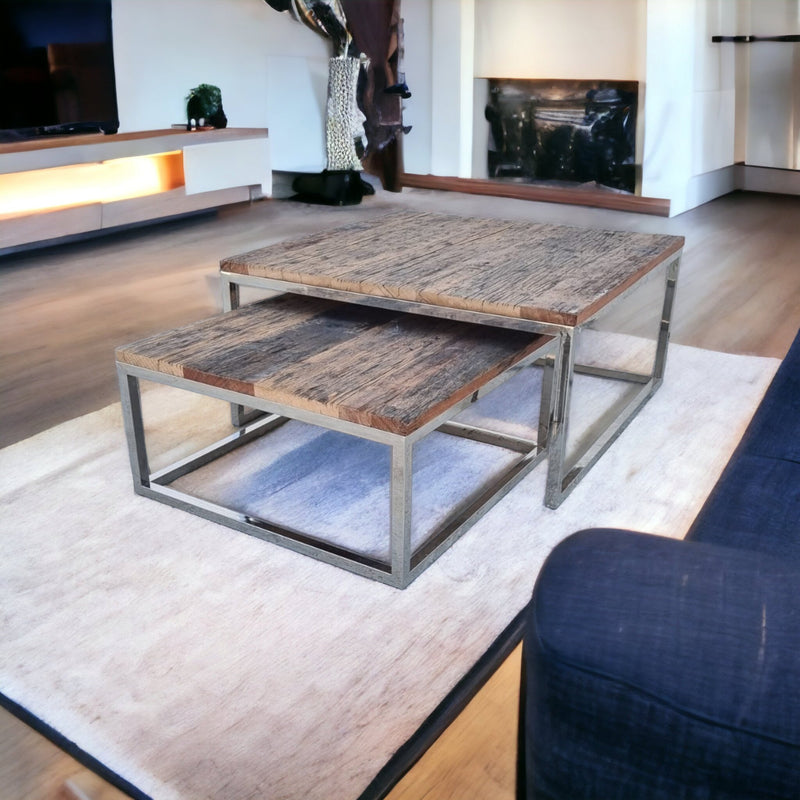 Tafel | Salontafel | Railwaysleeper | Rectangular | Chrome - MOFASA