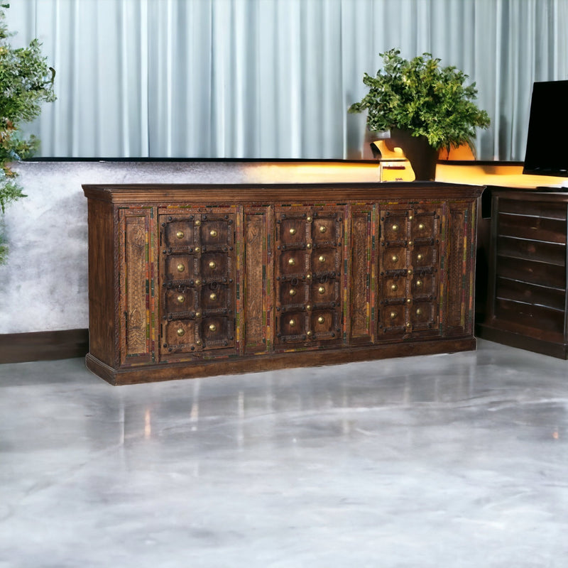 Oosters dressoir | 260CM | Bruin + Kleurenmix | Houtsnijwerk - MOFASA