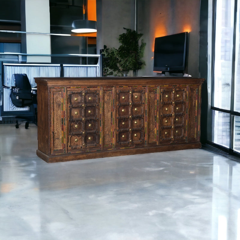 Oosters dressoir | 260CM | Bruin + Kleurenmix | Houtsnijwerk - MOFASA