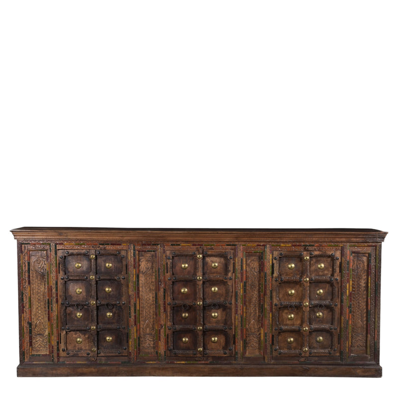 Oosters dressoir | 260CM | Bruin + Kleurenmix | Houtsnijwerk - MOFASA