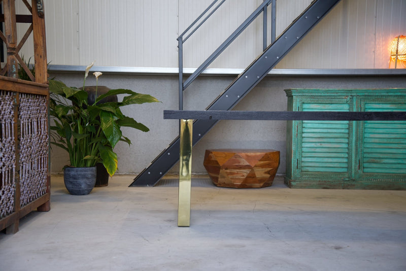 Visgraat tafel | Eettafel | 220CM | Mango Herringbone | RVS | Zwart - MOFASA