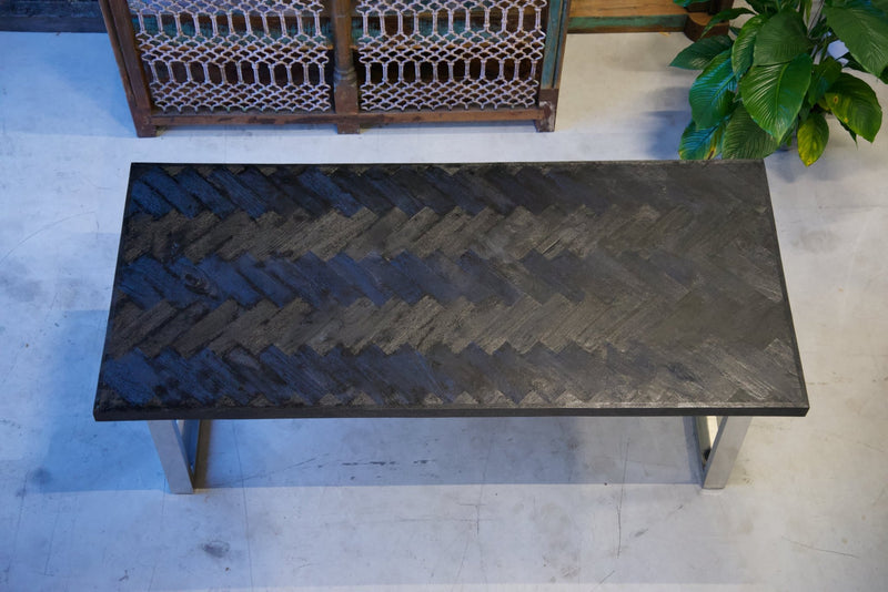 Visgraat tafel | Eettafel | 220CM | Mango Herringbone | RVS | Zwart - MOFASA